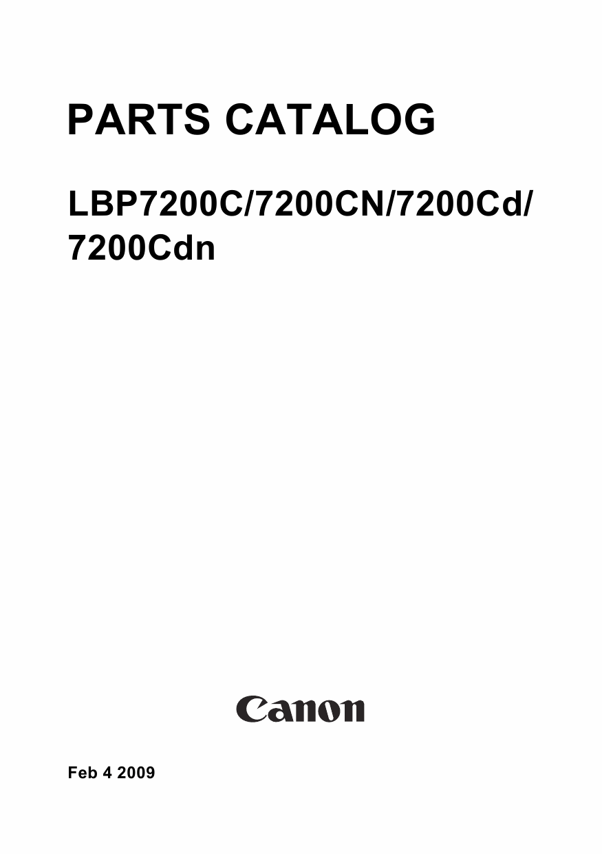 Canon imageCLASS LBP-7200C 7200CN 7200Cd 7200Cdn Parts Catalog Manual-1